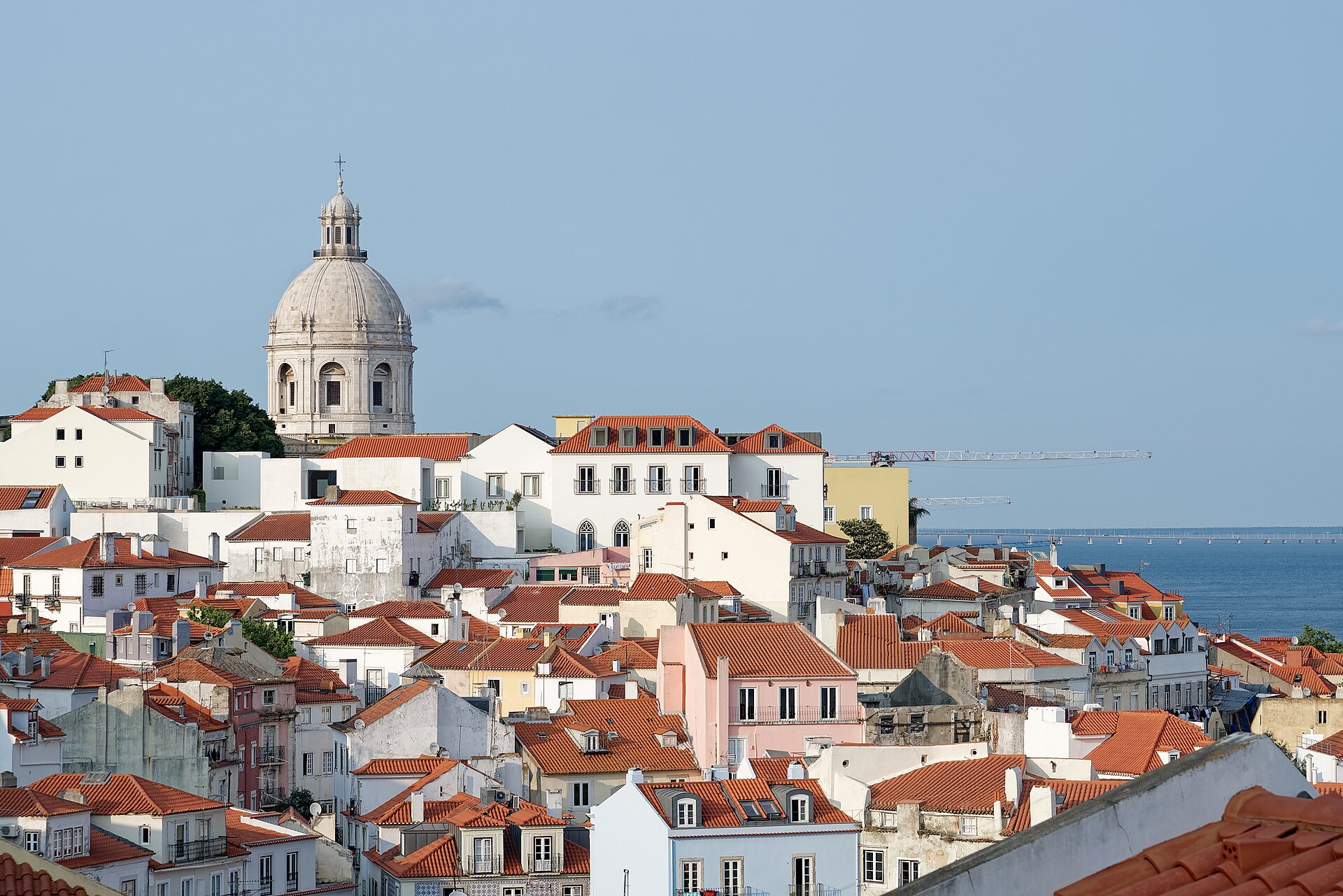 View from Miradouro de Santa Luzia in Lisbon, with the tower of Igreja de Santa Engrácia